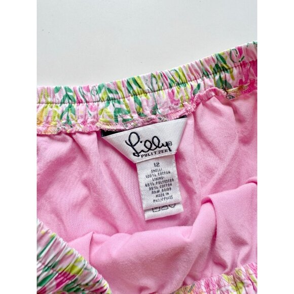 Girls' LILLY PULITZER Floral Print Cotton Poplin Tiered A-Line Skirt, Size 12 - Picture 7 of 8